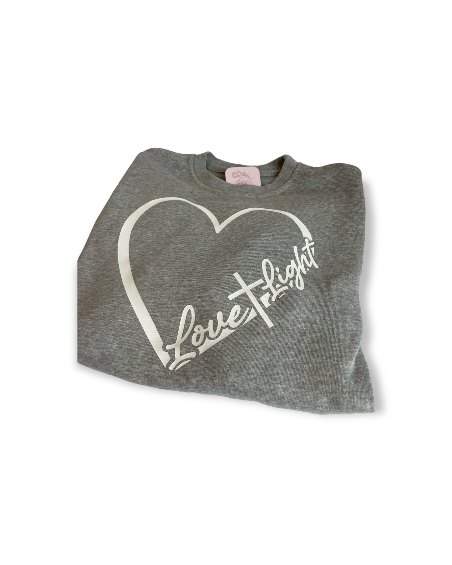 Adult Love & Light Heart with Cross Sweatshirt - sweatshirt